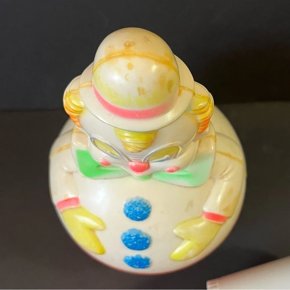 SaniToy Roly Poly Weeble Wobble Clown/ Plastic Rattle Circus Retro Vintage 1977
